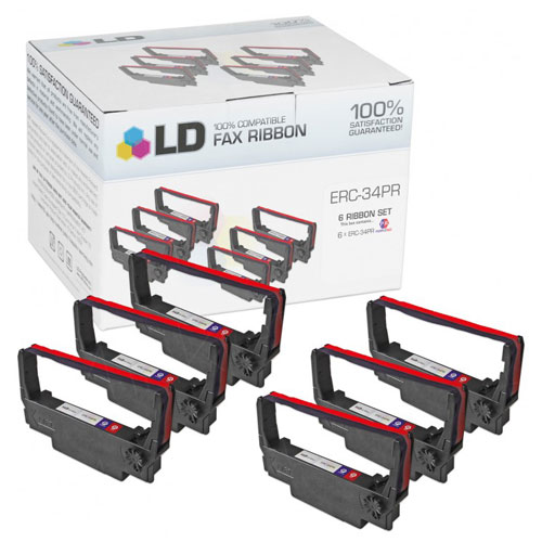 Stop overpaying for Epson brand POS ribbons. BUY REPLACEMENT COMPATIBLES! ERC-34PR Purple & Red Ribbon.